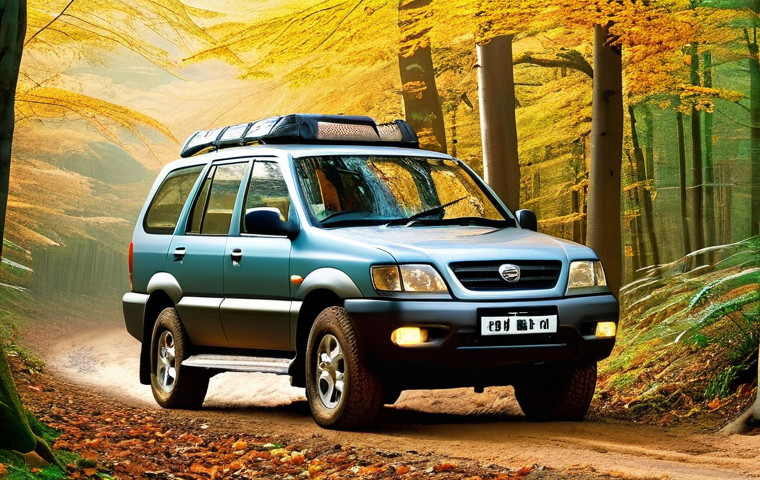 타타 사파리와 닛산 로그 비교 - **Prompt for Tata Safari: "Rugged Family Expedition"**
    A majestic and powerful Tata Safari SUV, ...
